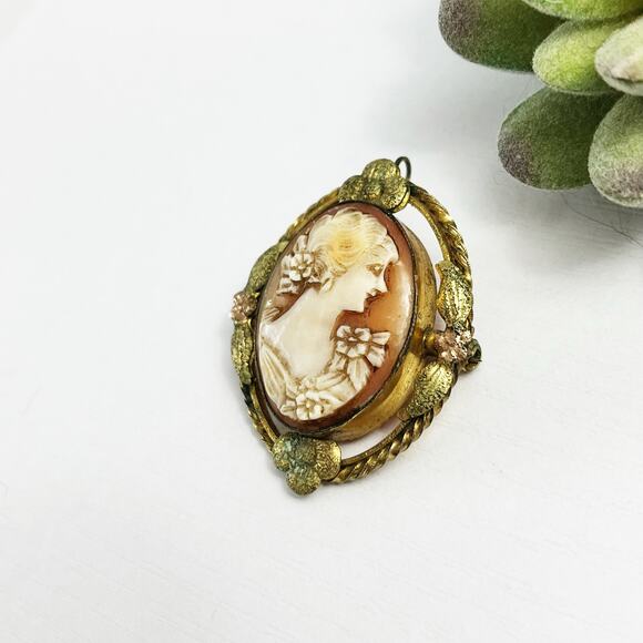 Victorian 19th Century Cameo Carved Shell Brooch & Pendant - Picture 7 of 9
